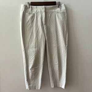 Ann Taylor LOFT Marisa Cropped Pants Women's 6P Ivory Charcoal Pinstripe